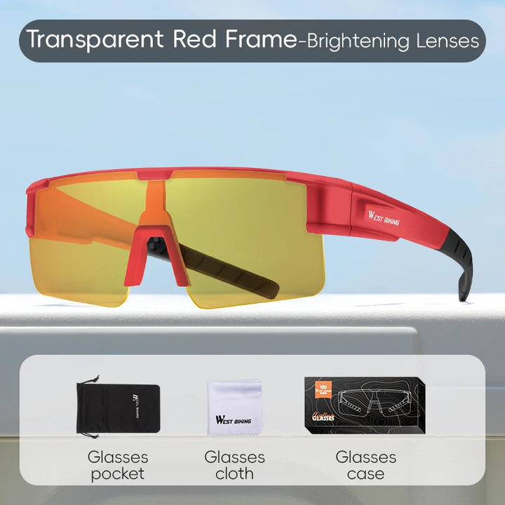 West Biking Unisex Semi Rim Square Polycarbonate Over Frame Polarized Sunglasses 9607931.