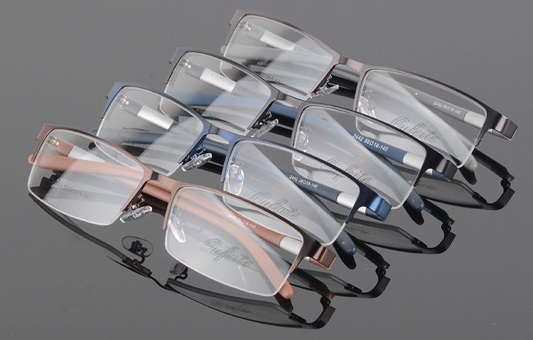 Men's Titanium Square Frame Half Rim Eyeglasses Gp8300.