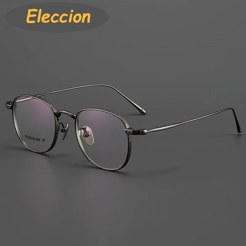 Eleccion Women's Full Rim Oval Square Titanium Eyeglasses 93090 Full Rim Eleccion Gray