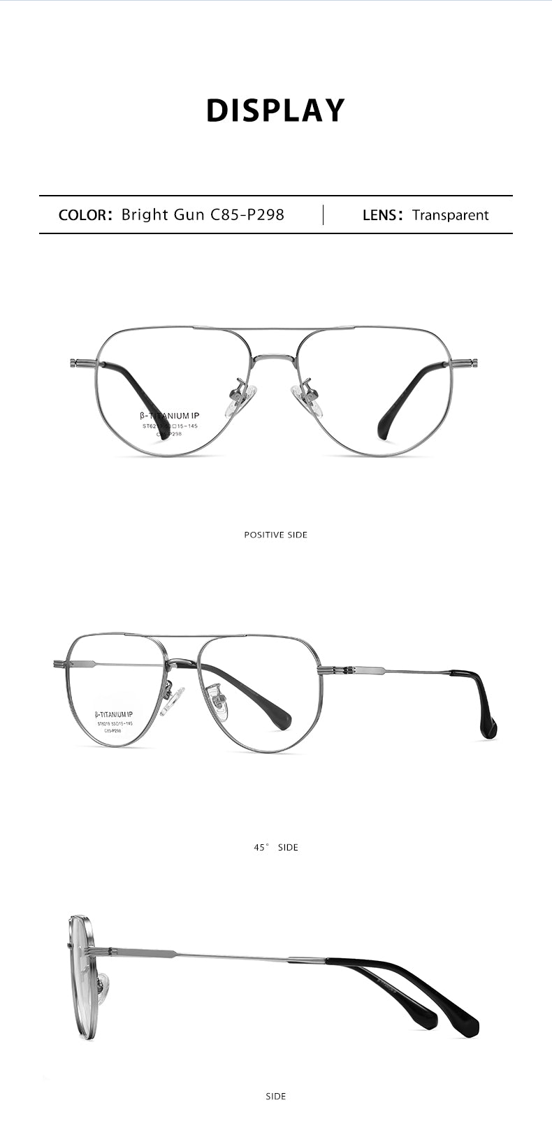 Vicky Mens Full Rim Double Bridge Square Titanium Reading Glasses St6219 — view 2 | Vicky at FuzWeb
