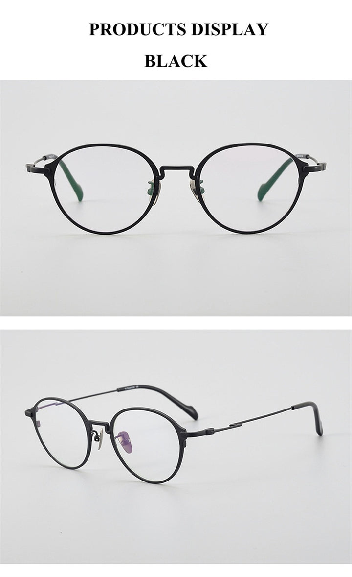 Chashma Ochki Unisex Full Rim Round Titanium Eyeglasses 360046.