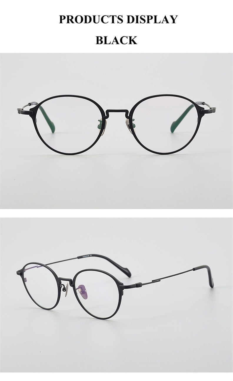 Chashma Ochki Unisex Full Rim Round Titanium Eyeglasses 360046.