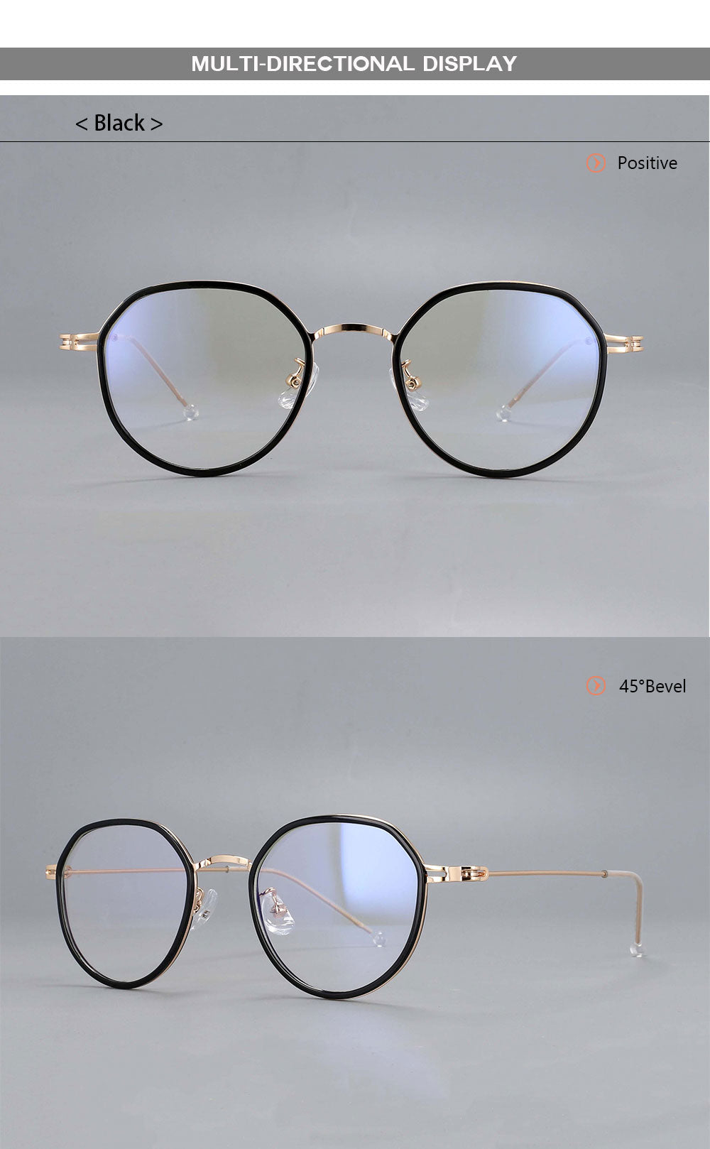 CCspace Unisex Full Rim Irregular Round Tr 90 Titanium Eyeglasses 53262.