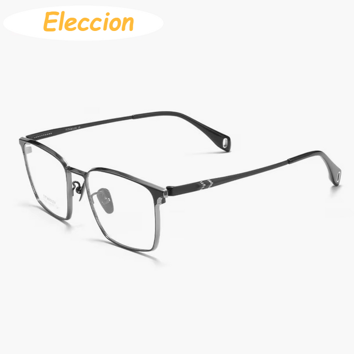 Eleccion Women's Full Rim Square Titanium Eyeglasses 91013 Full Rim Eleccion Black - Grey