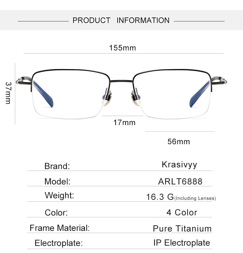 Krasivyy Mens Semi Rim Big Square Titanium Eyeglasses 316088 — view 1 | Krasivyy at FuzWeb