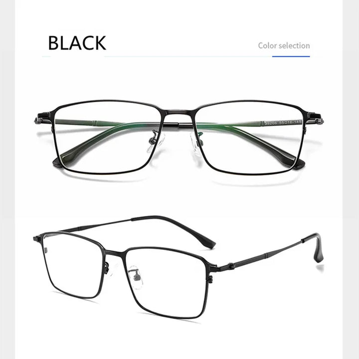 Kocolior Unisex Full Rim Square Titanium Alloy Hyperopic Reading Glasses 39206.
