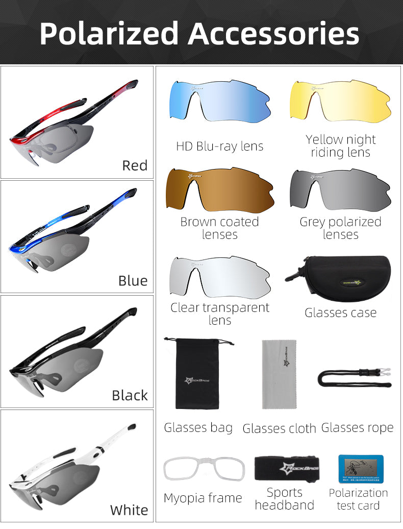 Rockbros Unisex Full Rim Rectangle Acetate Polarized Cycling Sunglasses 1000 — view 2 | RockBros at FuzWeb