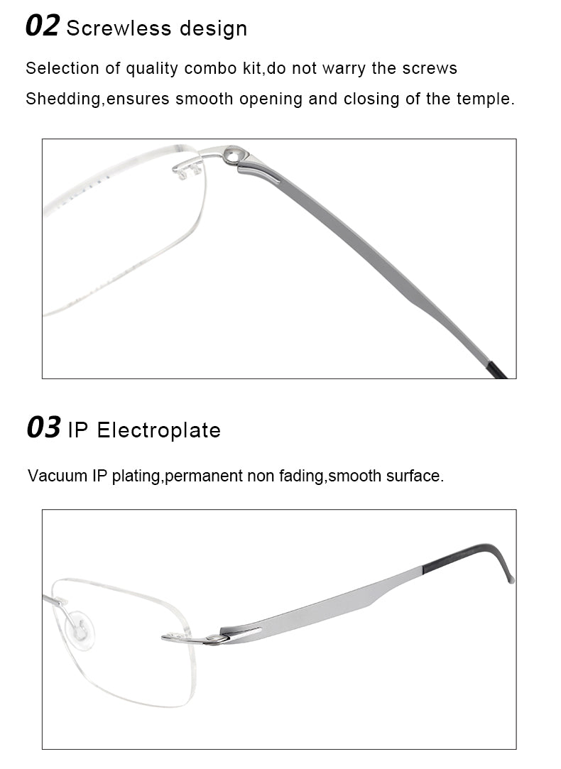 Krasivyy Unisex Rimless Square Screwless Titanium Eyeglasses 316029.