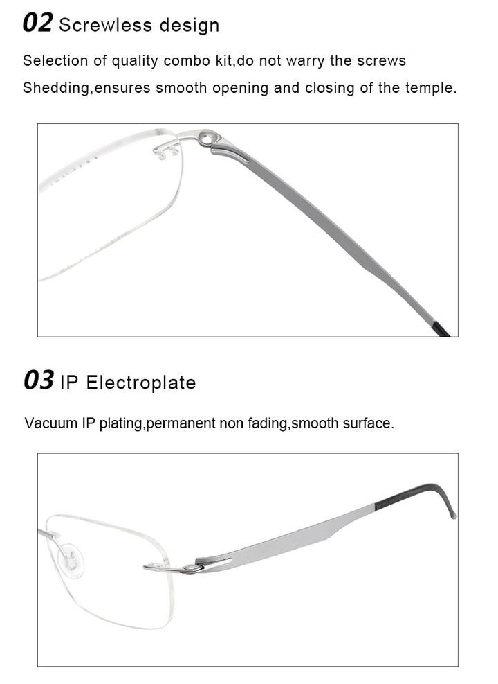 Krasivyy Unisex Rimless Square Screwless Titanium Eyeglasses 316029.