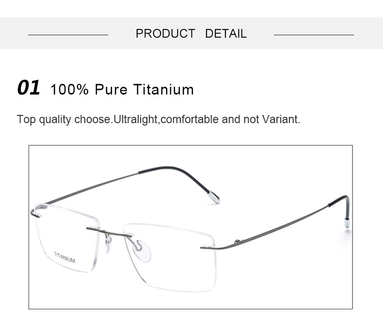 Krasivyy Unisex Rimless Square Titanium Eyeglasses 71611.