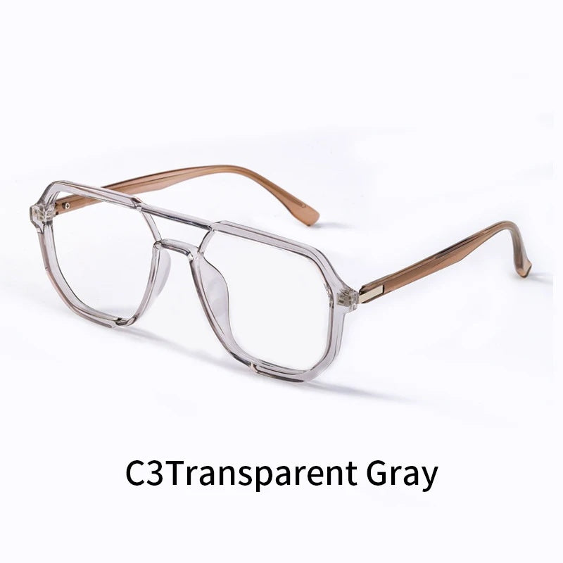 Xbora Unisex Full Rim Square Double Bridge Tr 90 Alloy Eyeglasses 7246.