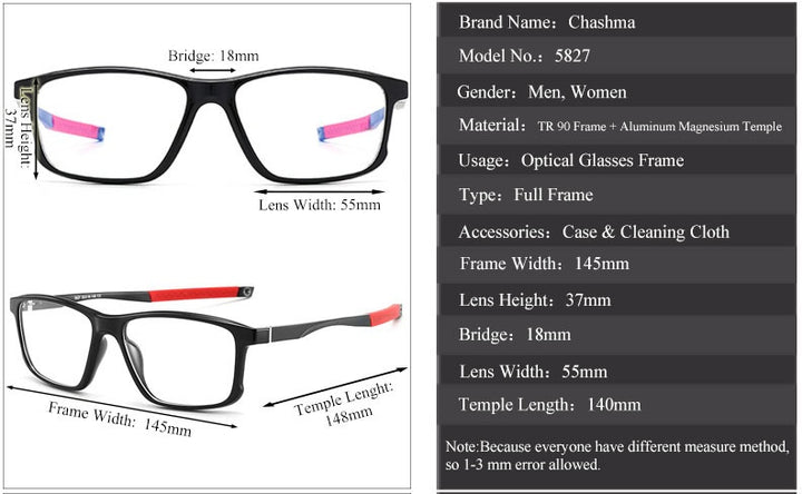 Chashma Ochki Unisex Full Rim Square Tr 90 Titanium Eyeglasses 885827 — view 1 | Chashma Ochki at FuzWeb