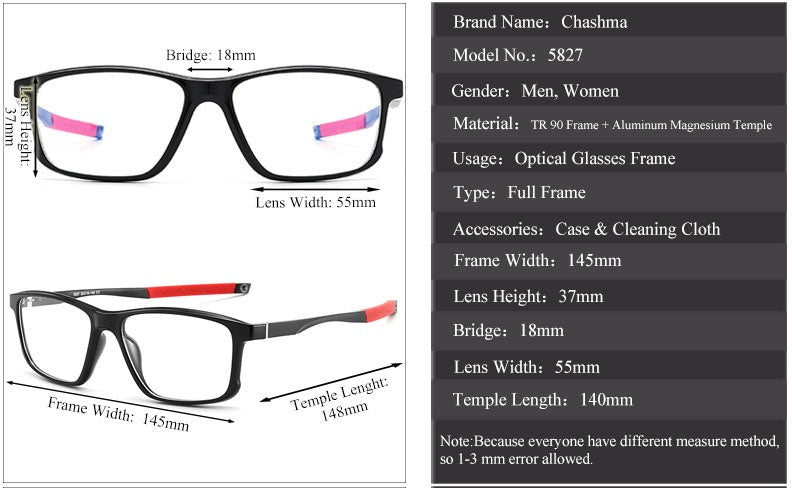 Chashma Ochki Unisex Full Rim Square Tr 90 Titanium Eyeglasses 885827 — view 1 | Chashma Ochki at FuzWeb