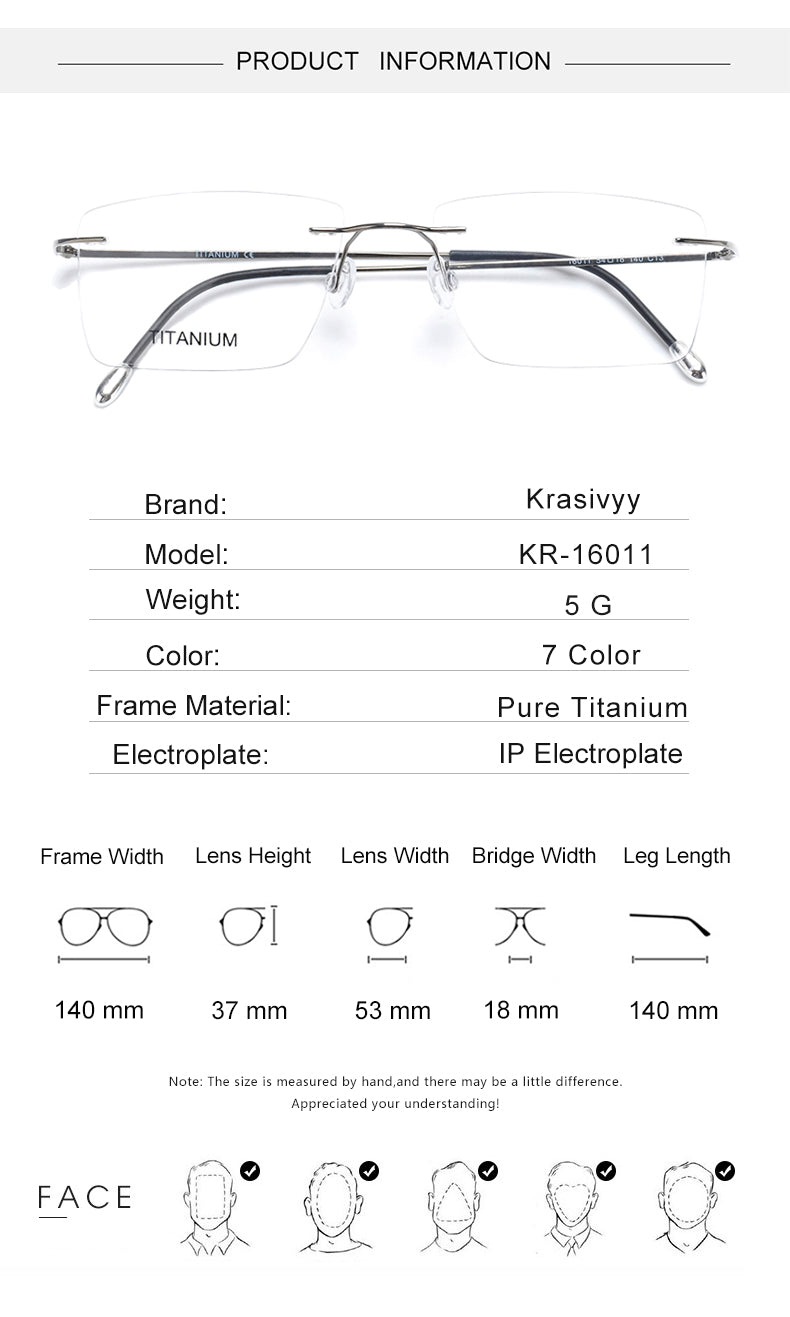 Krasivyy Unisex Rimless Square Titanium Eyeglasses Kr16011.