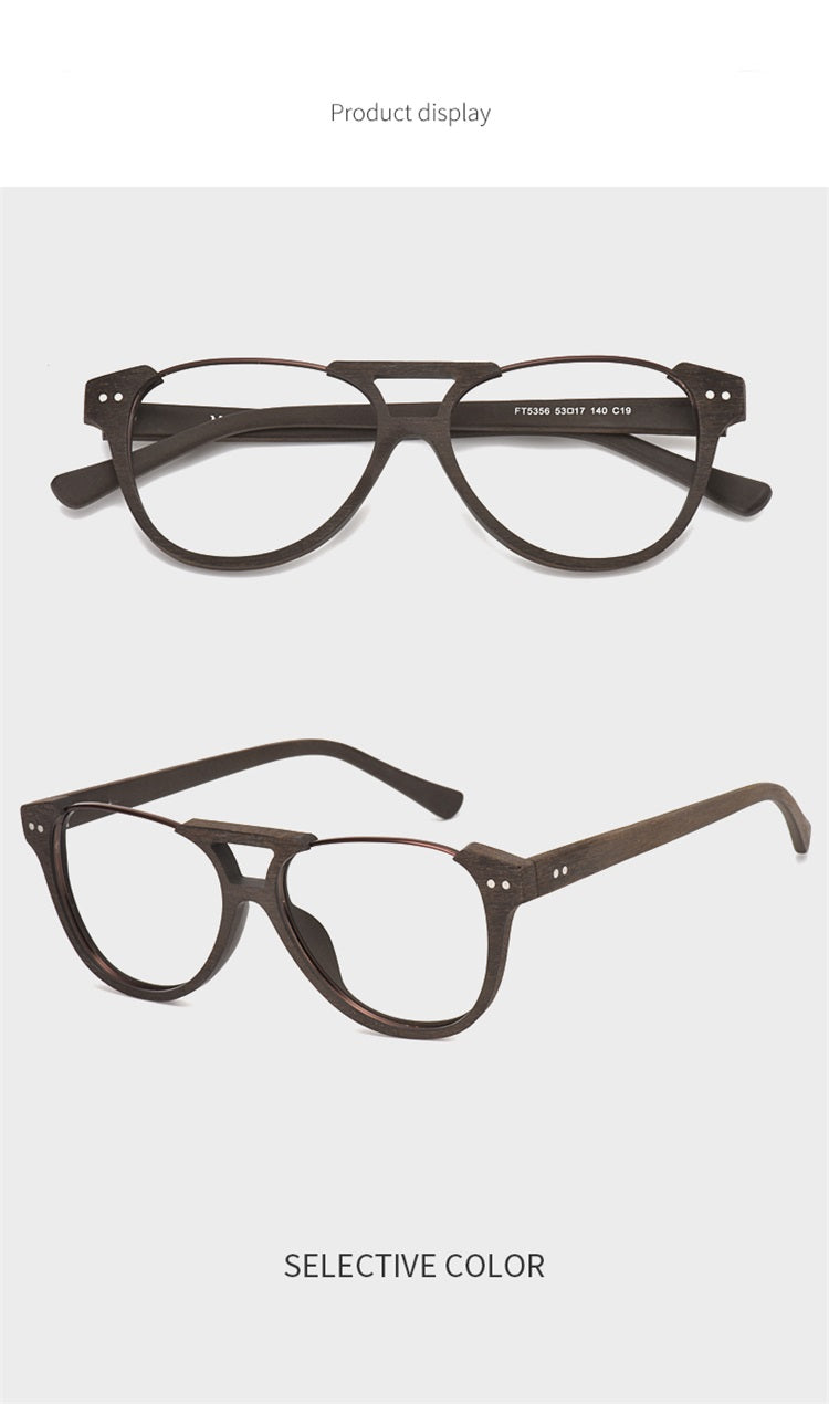 Hdcrafter Unisex Full Rim Square Double Bridge Wood Alloy Eyeglasses Ft5356 — view 6 | Hdcrafter Eyeglasses at FuzWeb