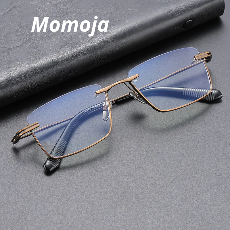 Momoja Unisex Semi Rim Big Polygon Square Titanium Eyeglasses 72416