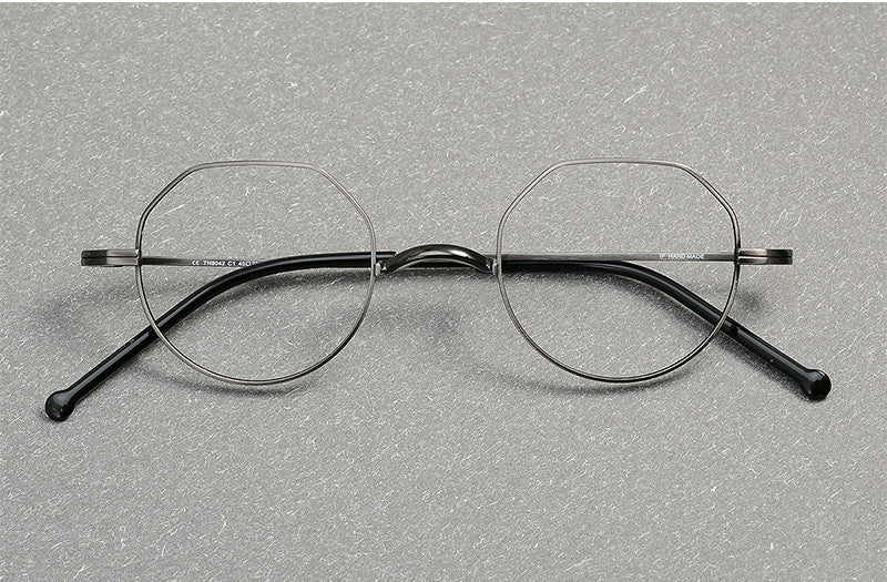 Aimee Unisex Full Rim Flat Top Round Titanium Eyeglasses 88042.