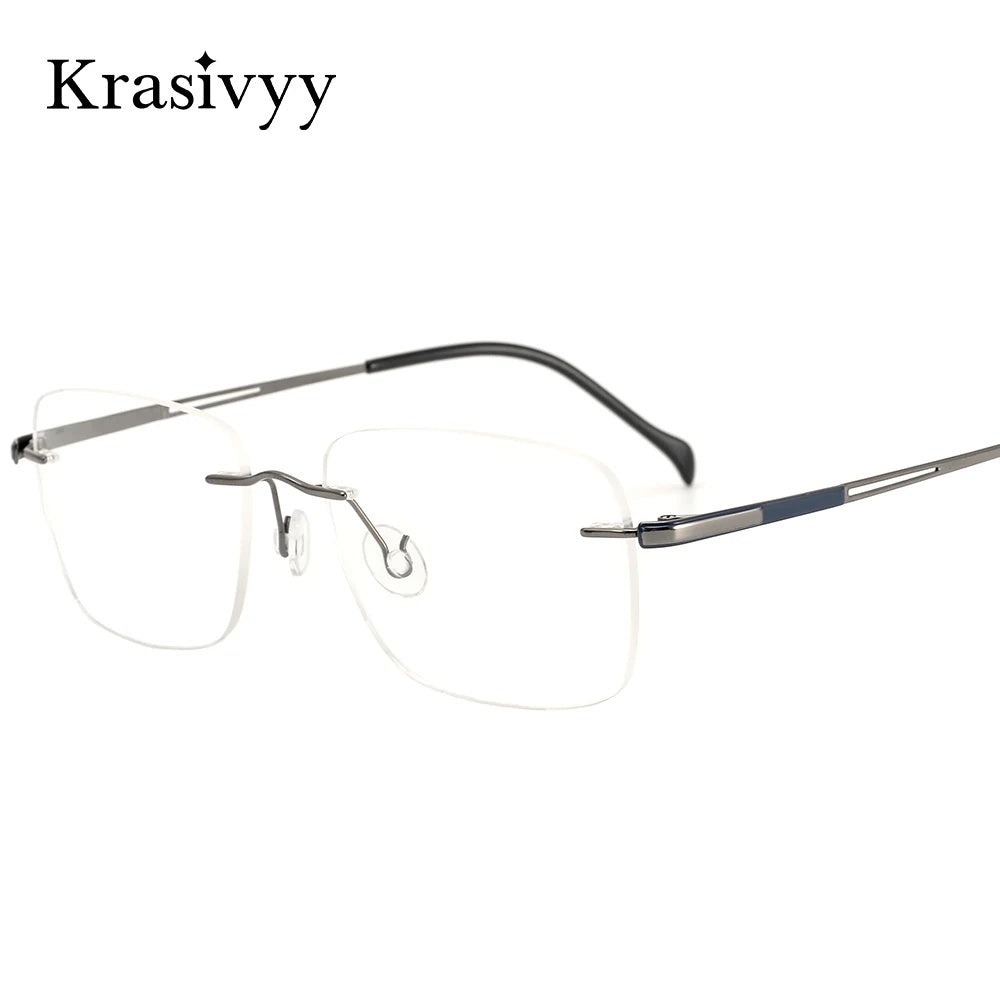 Krasivyy Unisex Rimless Square Titanium Eyeglasses 316065 — view 1 | Krasivyy at FuzWeb