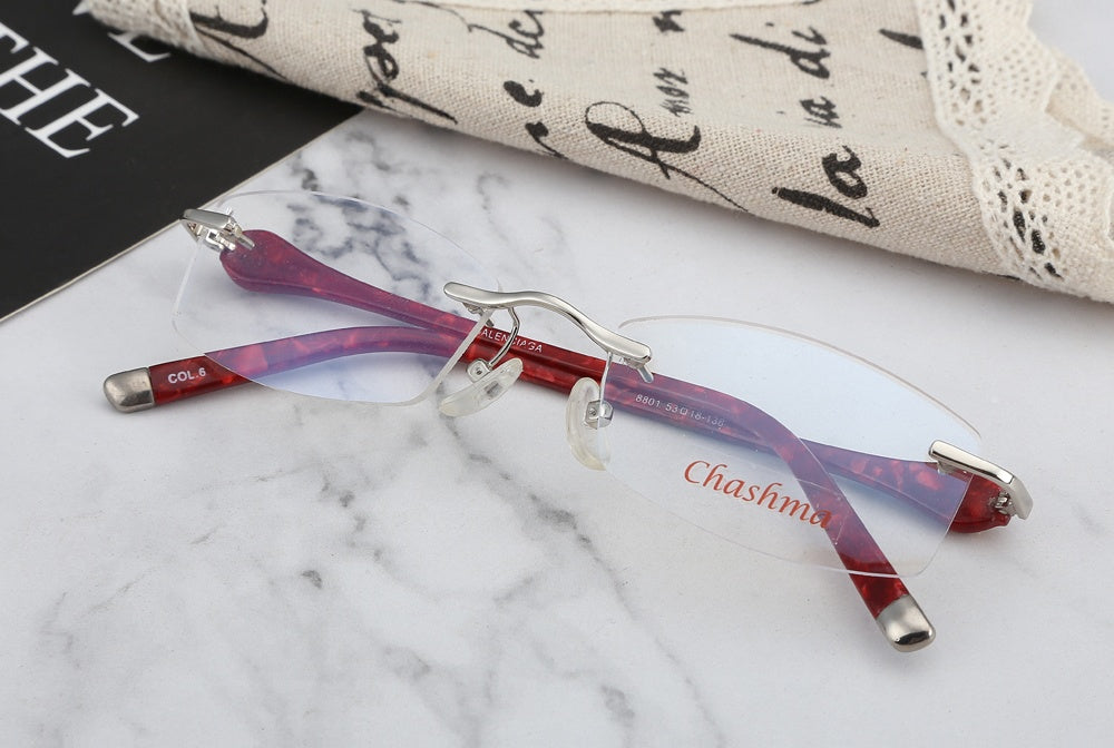 Chashma Ottica Womens Rimless Square Titanium Acetate Eyeglasses 58031 — view 1 | Chashma Ottica at FuzWeb