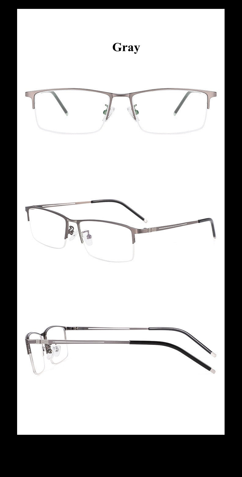 Chashma Ochki Mens Semi Rim Square Alloy Eyeglasses 9070 — view 6 | Chashma Ochki at FuzWeb