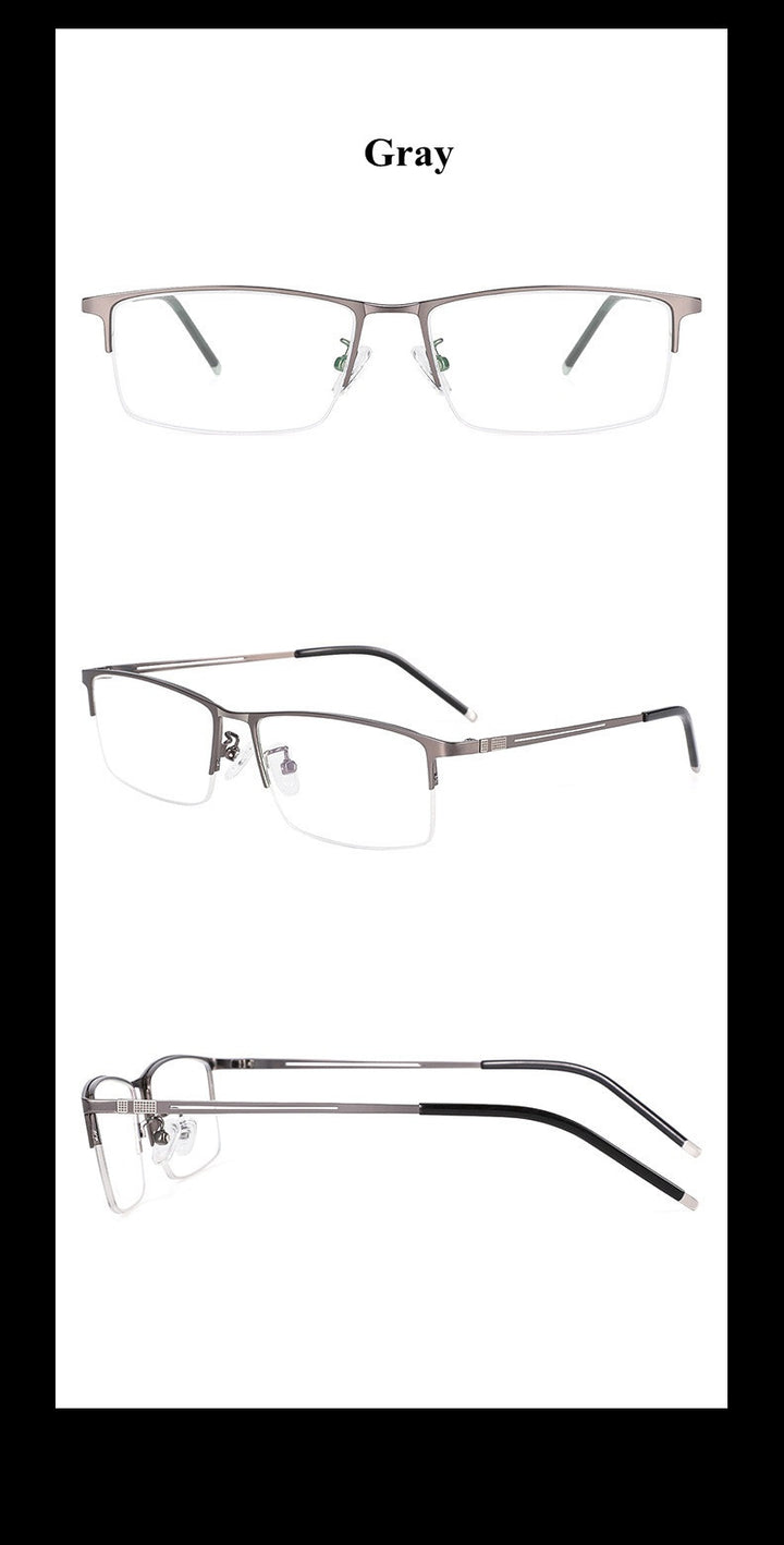 Chashma Ochki Mens Semi Rim Square Alloy Eyeglasses 9070 — view 6 | Chashma Ochki at FuzWeb