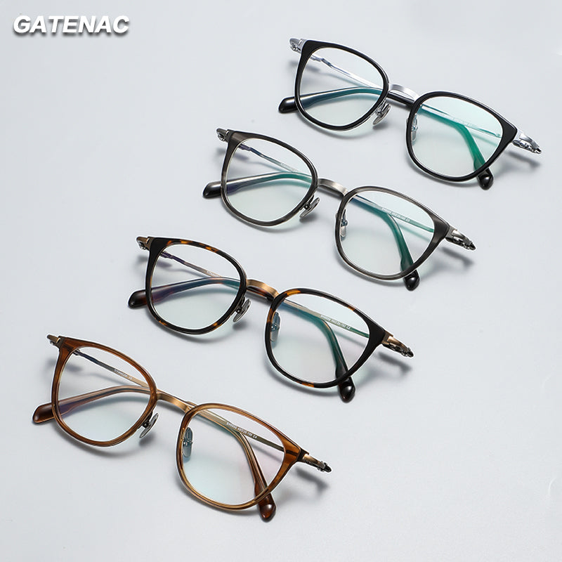 Gatenac Unisex Full Rim Big Square Titanium Photochromic Reading Glasses 840059 — view 2 | Gatenac at FuzWeb