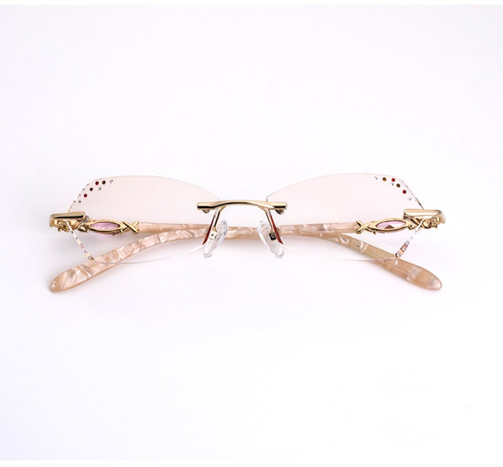 Chashma Womens Rimless Oval Alloy Eyeglasses 016 — view 7 | Chashma at FuzWeb