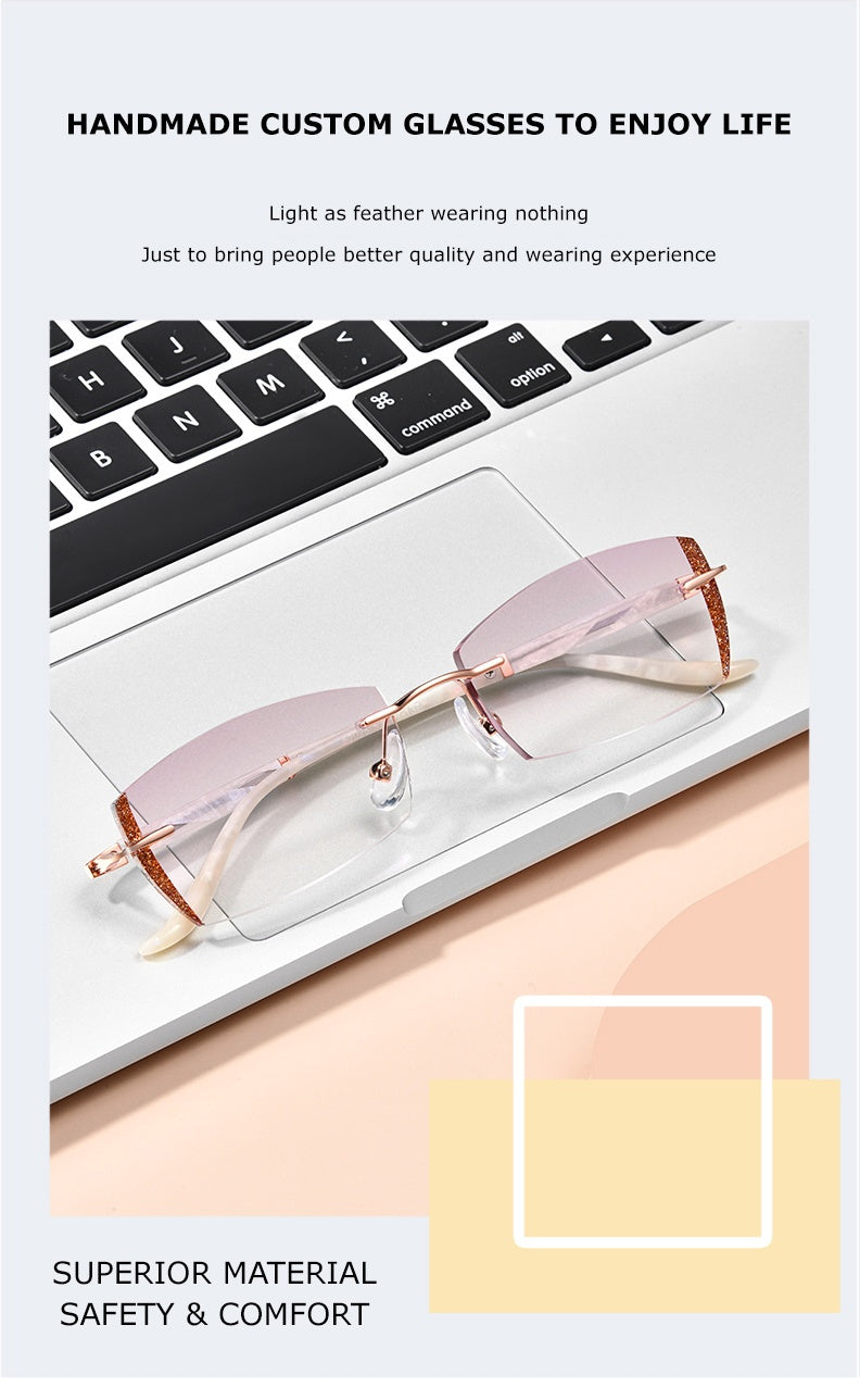 Chashma Ochki Womens Rimless Square Titanium Eyeglasses Tinted Lenses 52025 — view 4 | Chashma Ochki at FuzWeb