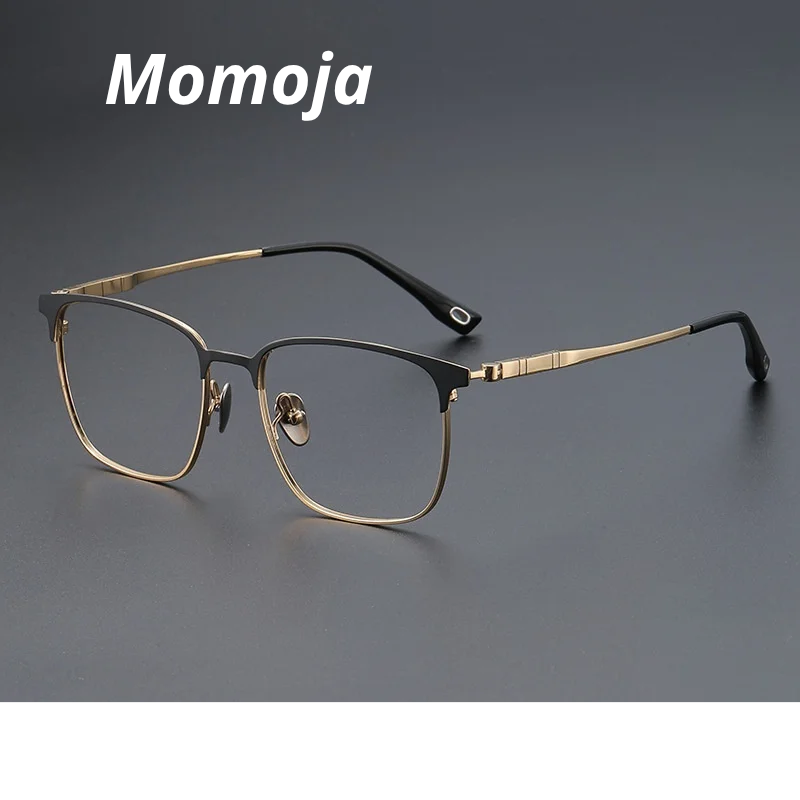 Momoja Unisex Full Rim Big Square Tr 90 Titanium Eyeglasses 770806