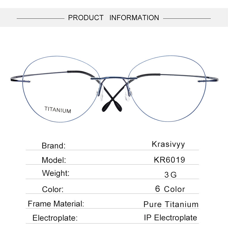 Krasivyy Unisex Rimless Oval Round Titanium Eyeglasses 36019 — view 1 | Krasivyy at FuzWeb