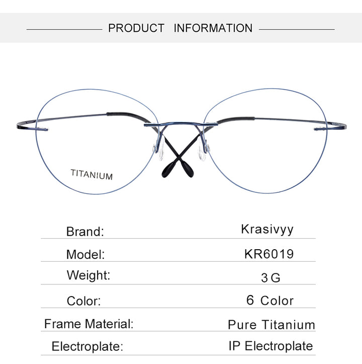 Krasivyy Unisex Rimless Oval Round Titanium Eyeglasses 36019 — view 1 | Krasivyy at FuzWeb