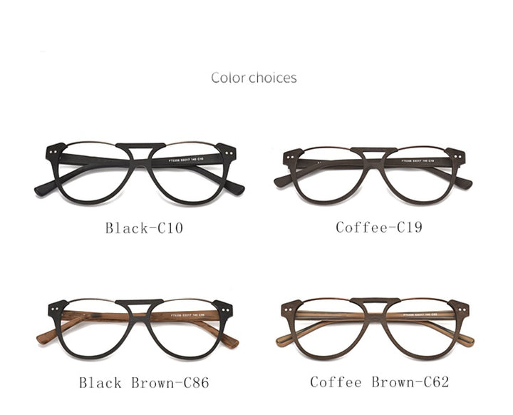 Hdcrafter Unisex Full Rim Square Double Bridge Wood Alloy Eyeglasses Ft5356.