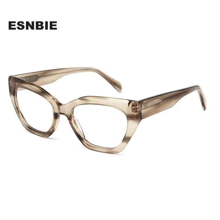Esnbie Unisex Full Rim Polygon Square Acetate Eyeglasses 23021