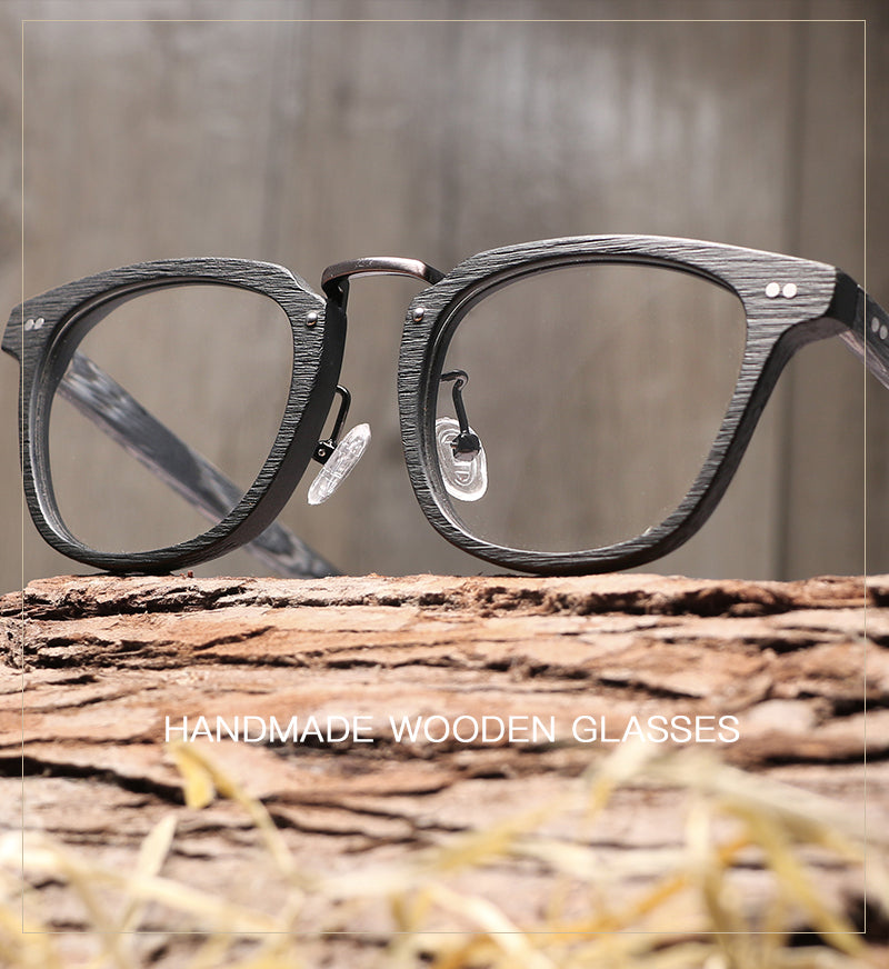 Hdcrafter Unisex Full Rim Square Round Wood Frame Eyeglasses Lbh025 — view 1 | Hdcrafter Eyeglasses at FuzWeb
