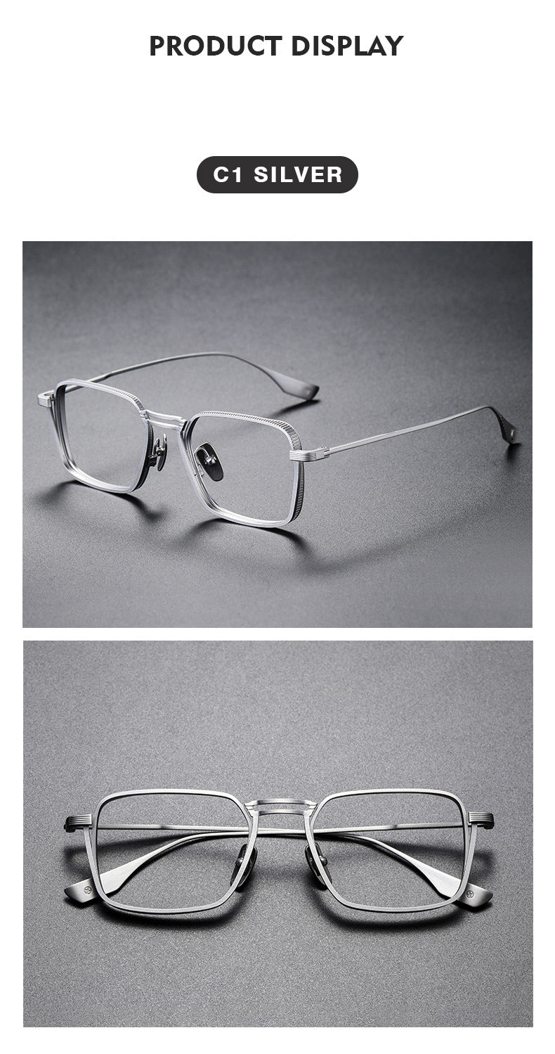 Kansept Unisex Full Rim Square Double Bridge Titanium Reading Glasses 628125.