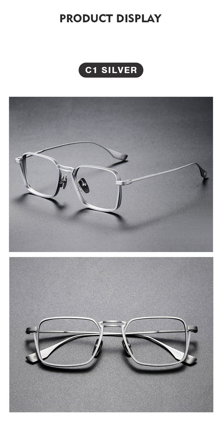 Kansept Unisex Full Rim Square Double Bridge Titanium Reading Glasses 628125.