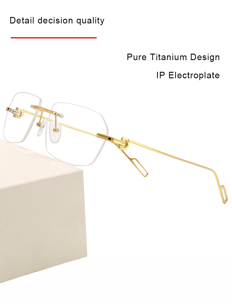 Krasivyy Unisex Rimless Polygon Square Titanium Eyeglasses 1620 — view 2 | Krasivyy at FuzWeb