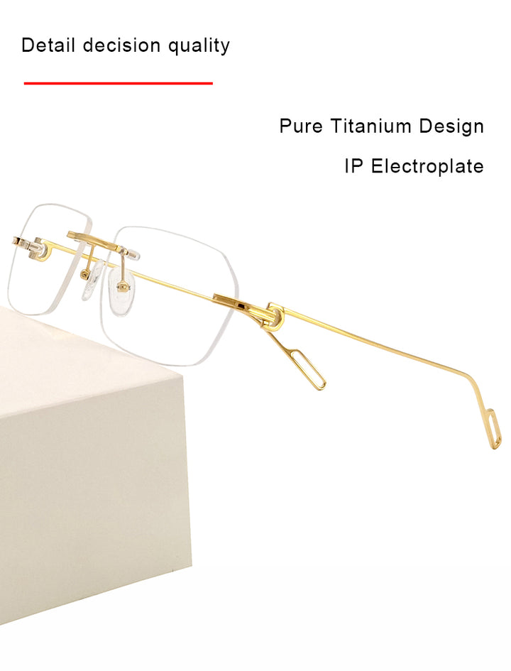 Krasivyy Unisex Rimless Polygon Square Titanium Eyeglasses 1620 — view 2 | Krasivyy at FuzWeb
