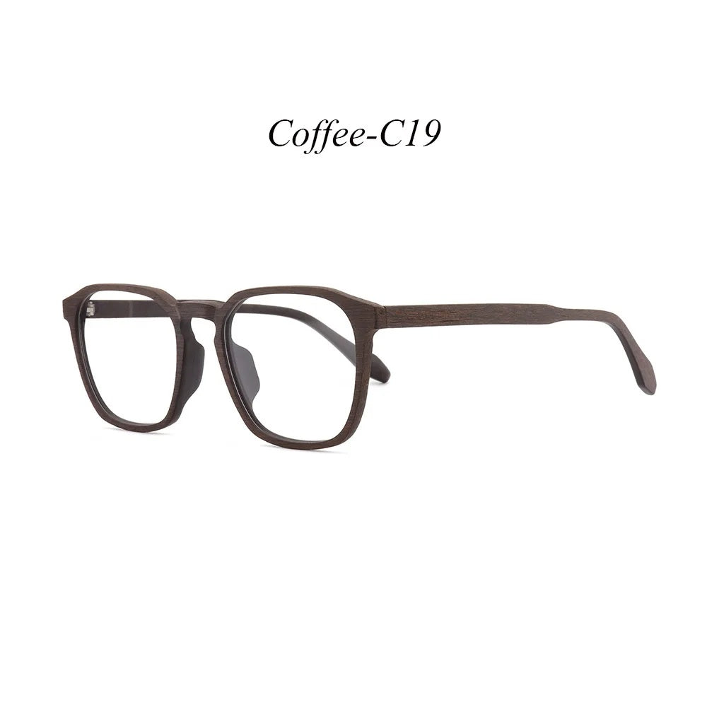 Hdcrafter Unisex Full Rim Square Wood Alloy Eyeglasses 1692.