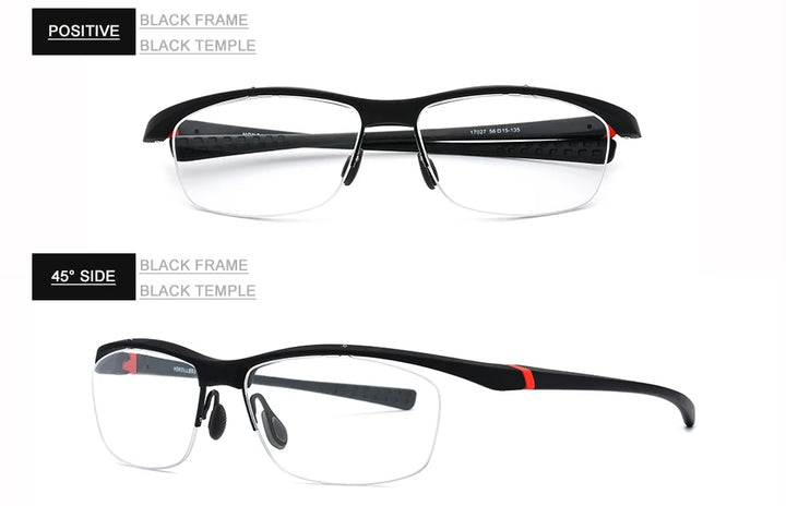 Hdcrafter Mens Semi Rim Rectangle TR 90 Sports Frame Eyeglasses 7027 — view 27 | Hdcrafter Eyeglasses at FuzWeb