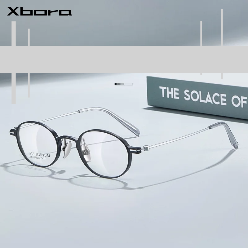Xbora Women's Full Rim Oval Round Al-Mg Titanium Eyeglasses 542477