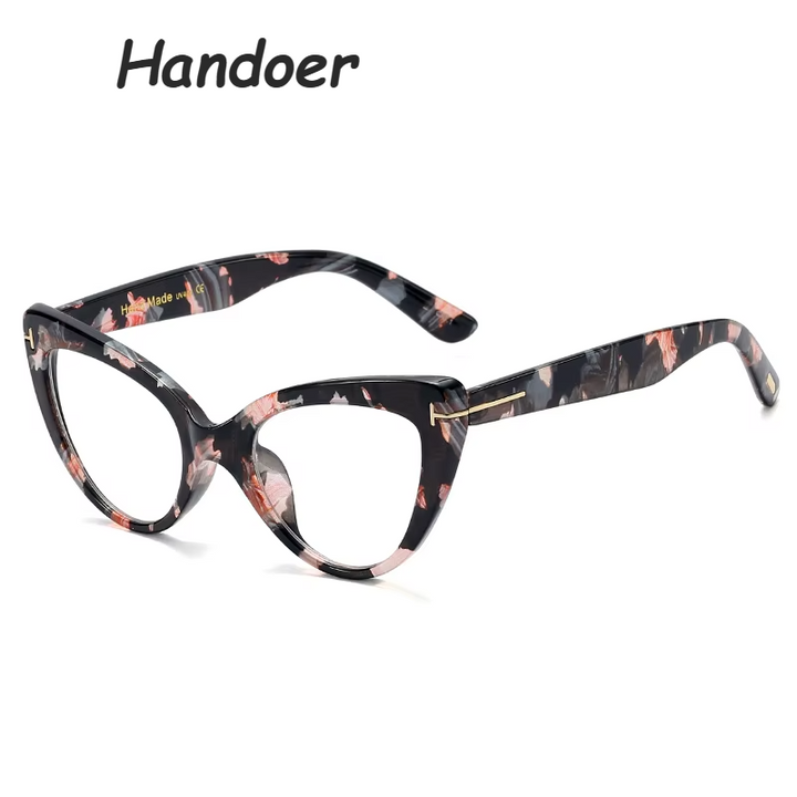 Handoer Unisex Full Rim Oval Cat Eye Acetate Eyeglasses 97398