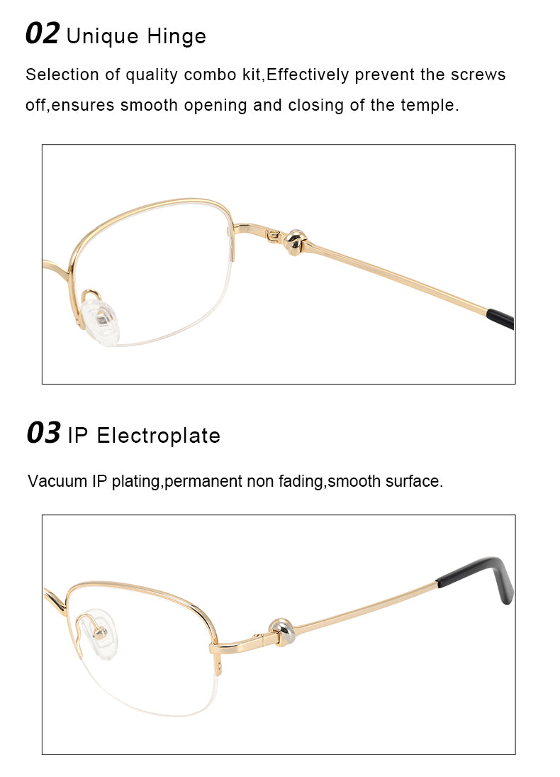 Krasivyy Unisex Semi Rim Oval Square Titanium Eyeglasses 310347.
