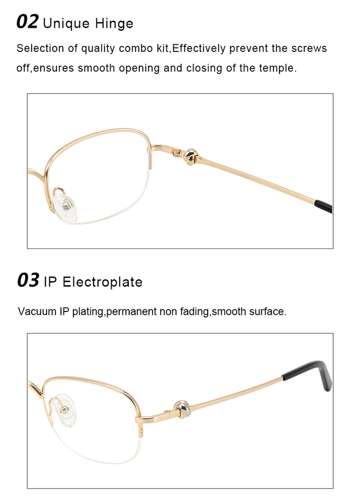 Krasivyy Unisex Semi Rim Oval Square Titanium Eyeglasses 310347.