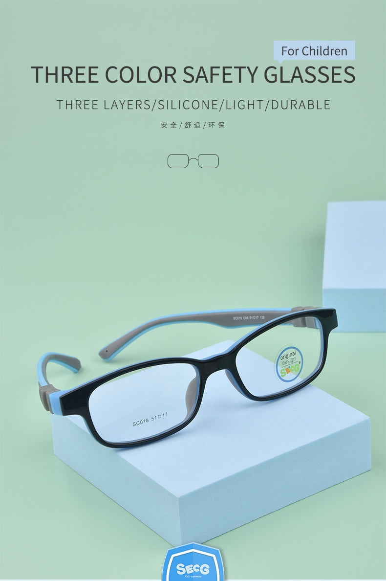 Secg Unisex Youth Full Rim Square Tr 90 Silicone Eyeglasses 3018 — view 1 | Secg at FuzWeb