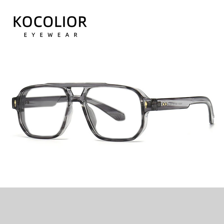 Kocolior Unisex Full Rim Square Double Bridge Tr 90 Alloy Reading Glasses 76061