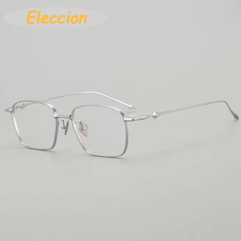 Eleccion Unisex Full Rim Polygon Square Titanium Eyeglasses 14553