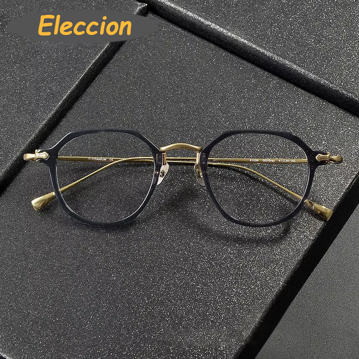 Eleccion Unisex Full Rim Oval Square Acetate Titanium Eyeglasses 481036