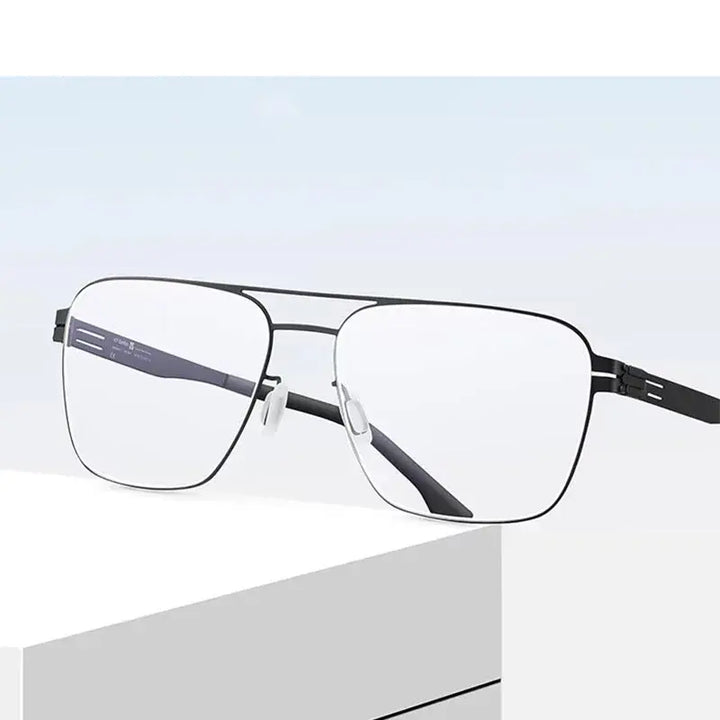 Hdcrafter Womens Full Rim Double Bridge Square Stainless Steel Frames 551744 — view 1 | Hdcrafter Eyeglasses at FuzWeb