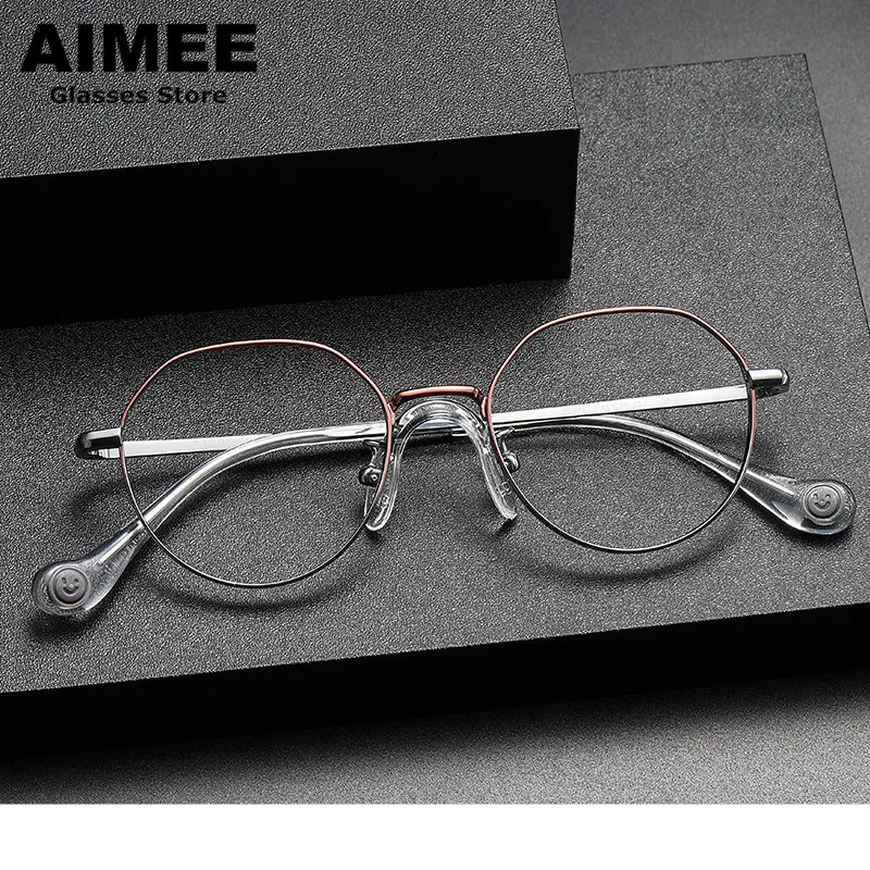Aimee Unisex Youth Full Rim Flat Top Oval Titanium Eyeglasses 380946